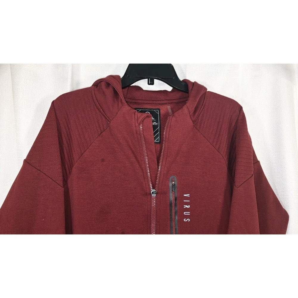 Virus Full Zip Hoodie Men's Size Medium Designed in California Burgundy Maroon
